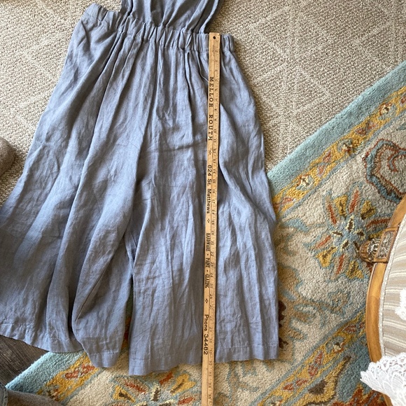 notPERFECTLINEN Light Blue 100% Linen Cropped Jumper Romper BEAUTIFUL Sz L - Picture 10 of 10